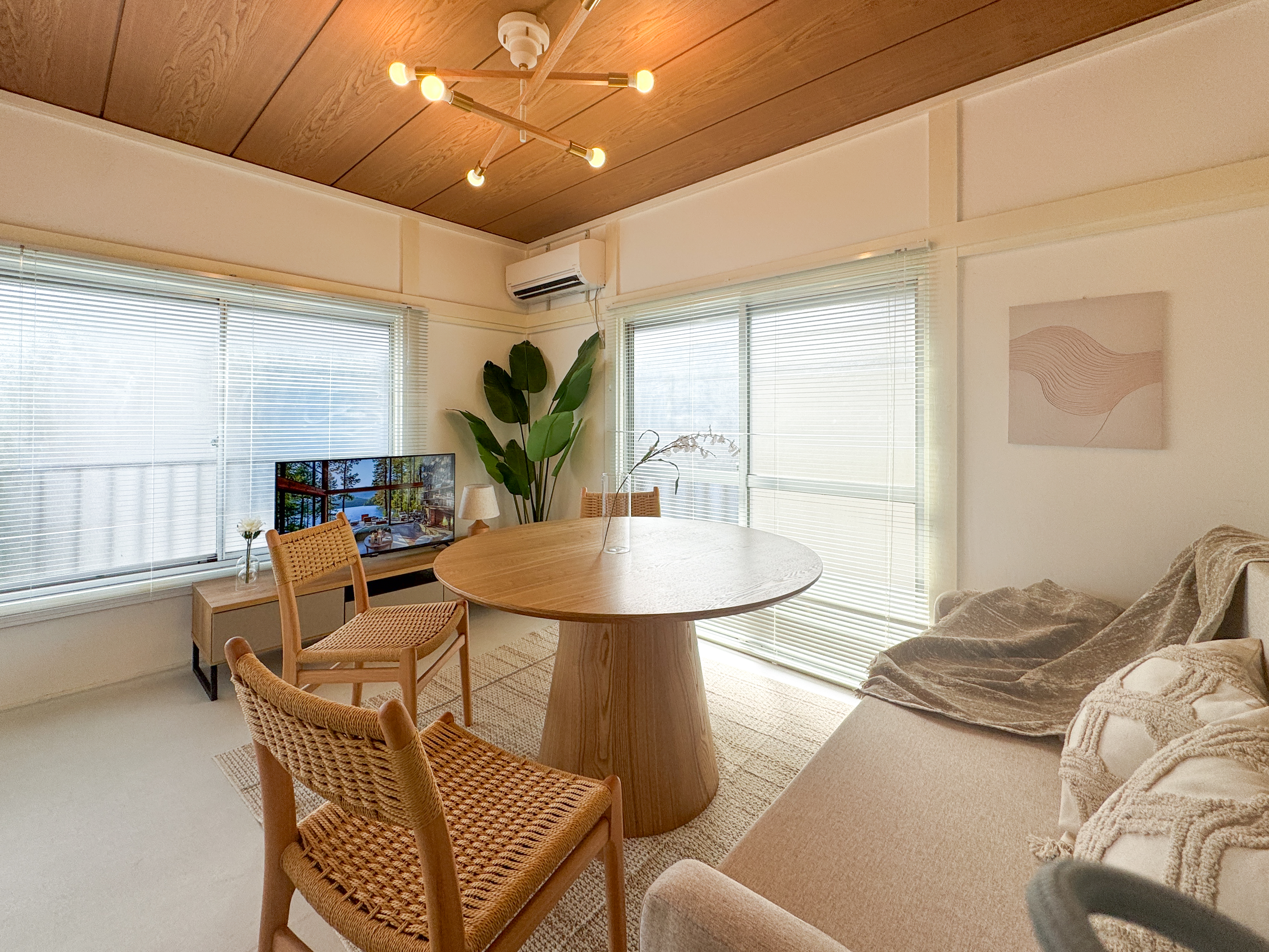 Bright living and dining space at Ukima House Tokyo